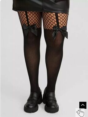 Torrid  Black Bow Fishnet Thigh Highs
